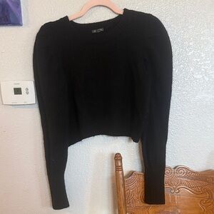 Wild Fable Puff Sleeve Cropped Black Sweater